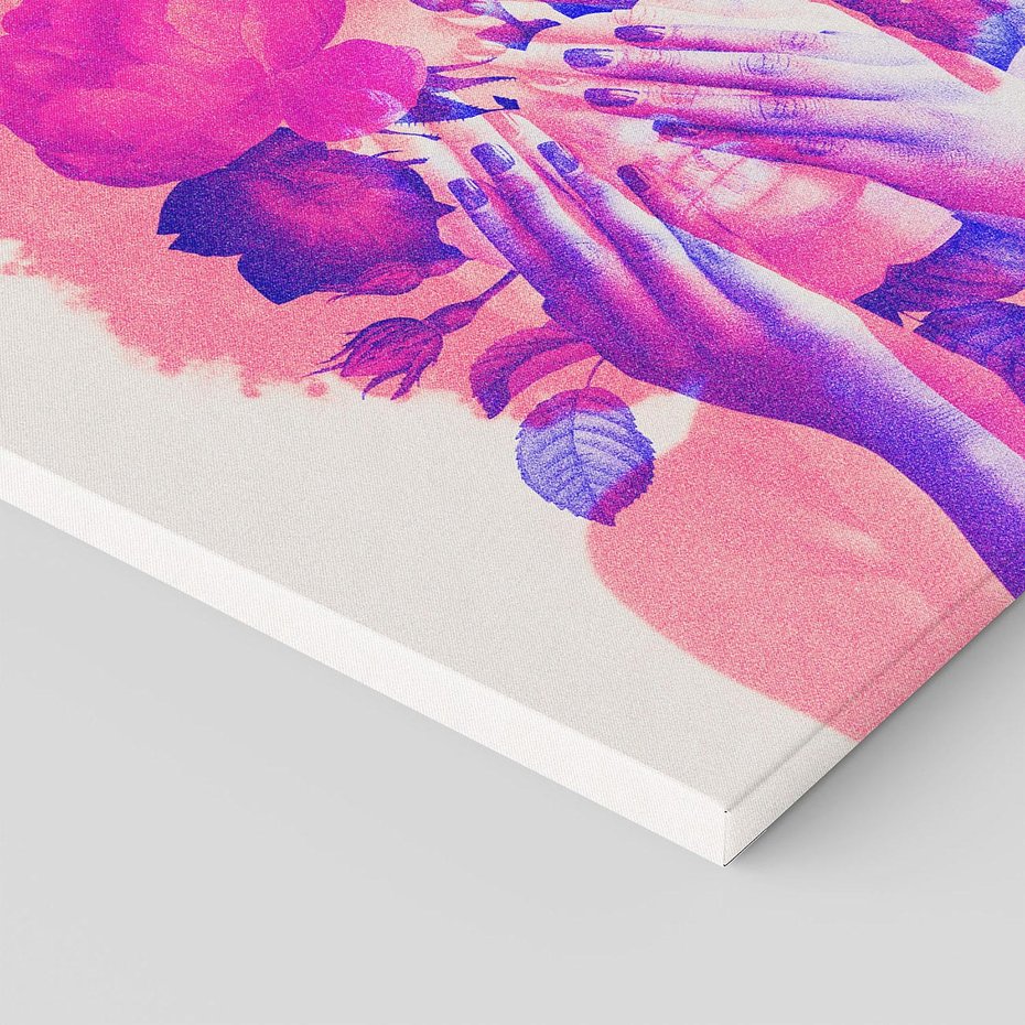 Obraz na płótnie 40x40 - Kwiaty we Włosach - różowa postać, grafika