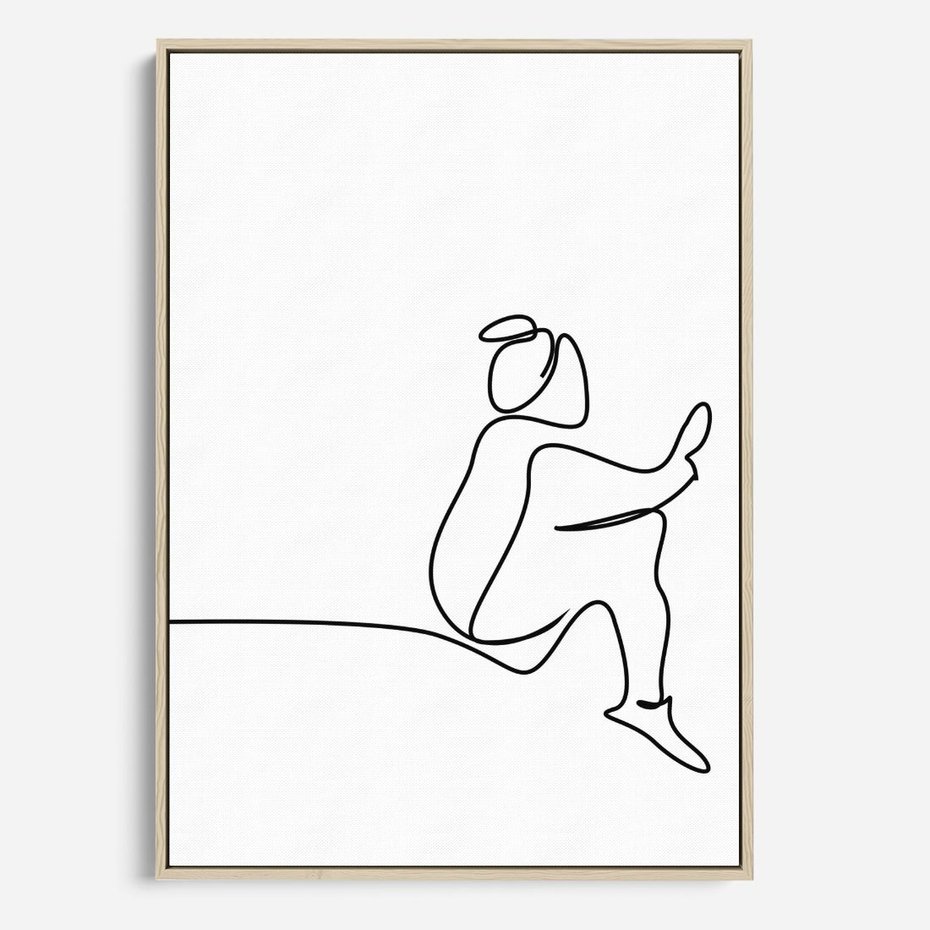 Obraz w ramie 80x120 - Linie Wewnętrznej Refleksji - line art, szkic - rama drewno