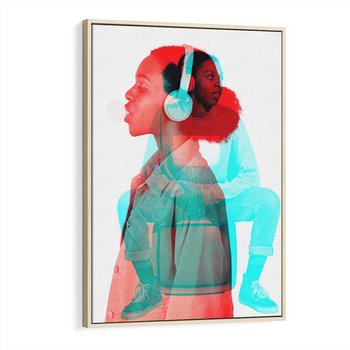 Obraz w ramie 80x120 - Rytmy Wspomnień - kolaż zdjęć, kobieta - rama drewno