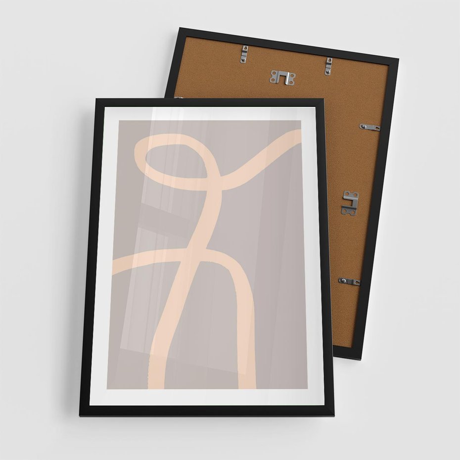 Plakat w ramie 50x70 - Beżowe Boho Zaplątanie - minimalistyczny obraz, nowoczesny - rama czarna