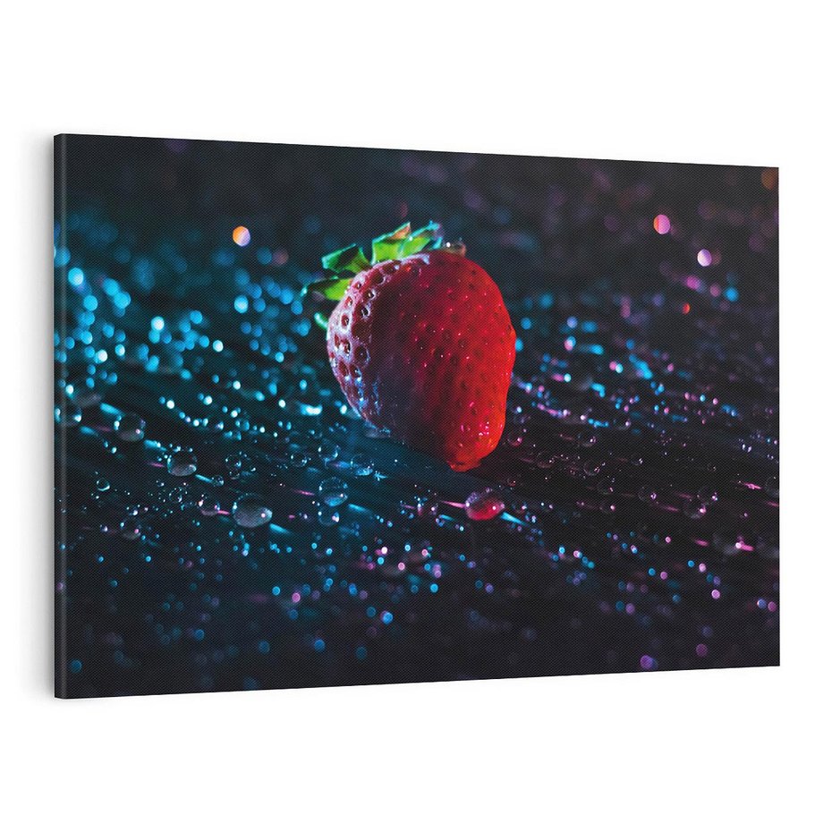 Obraz na płótnie 120x80 - Truskawka - Kropelkowa Świeżość - truskawka, krople