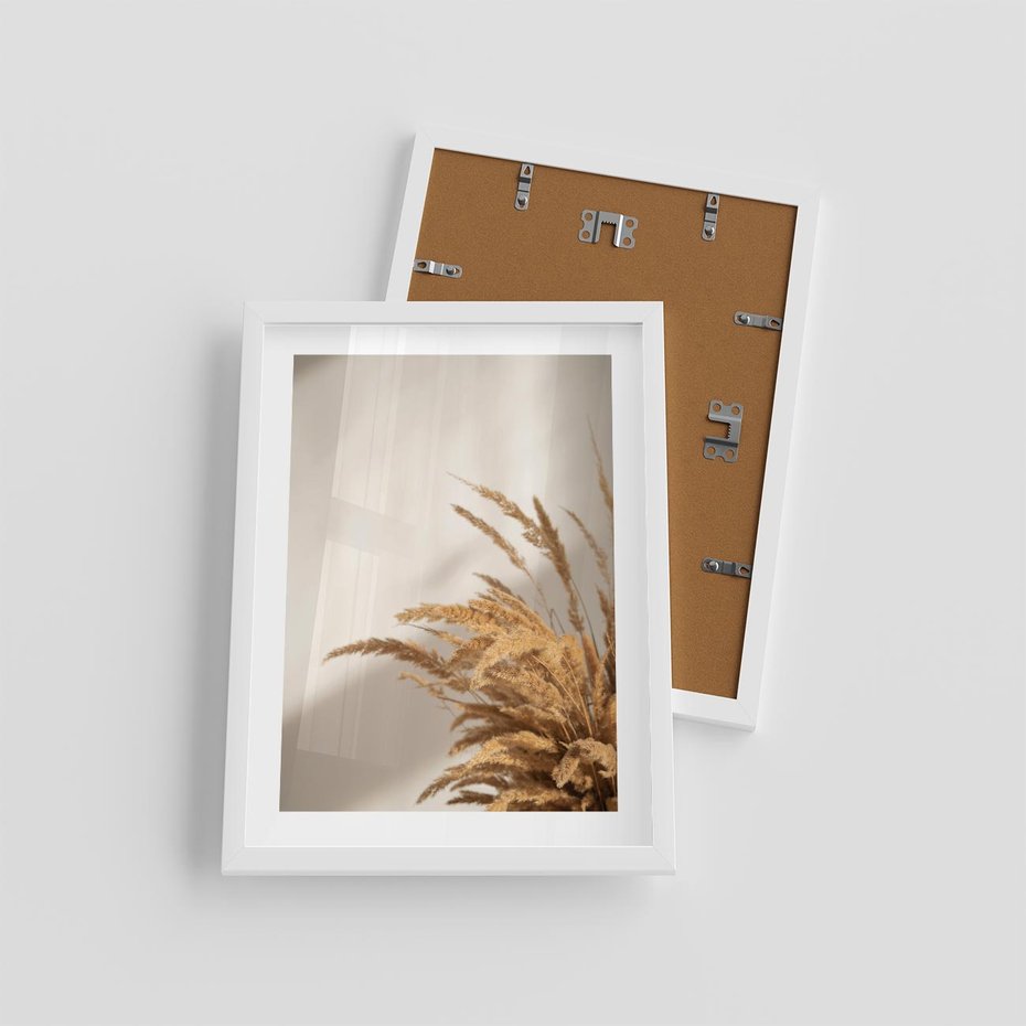 Plakat w ramie 30x40 - Swobodne trawy boho - boho, suche - rama biała