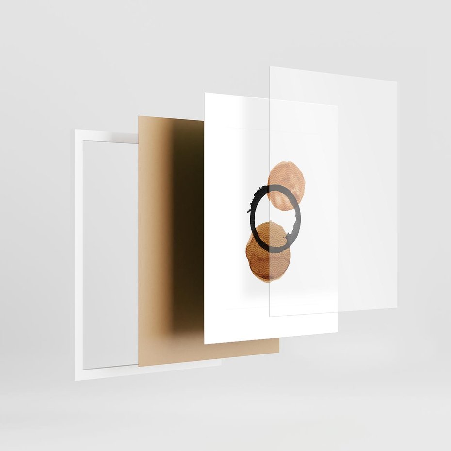 Plakat w ramie 30x40 - Japandi Geometria: Minimalistyczna Grafika - japońska sztuka, geometria - rama biała