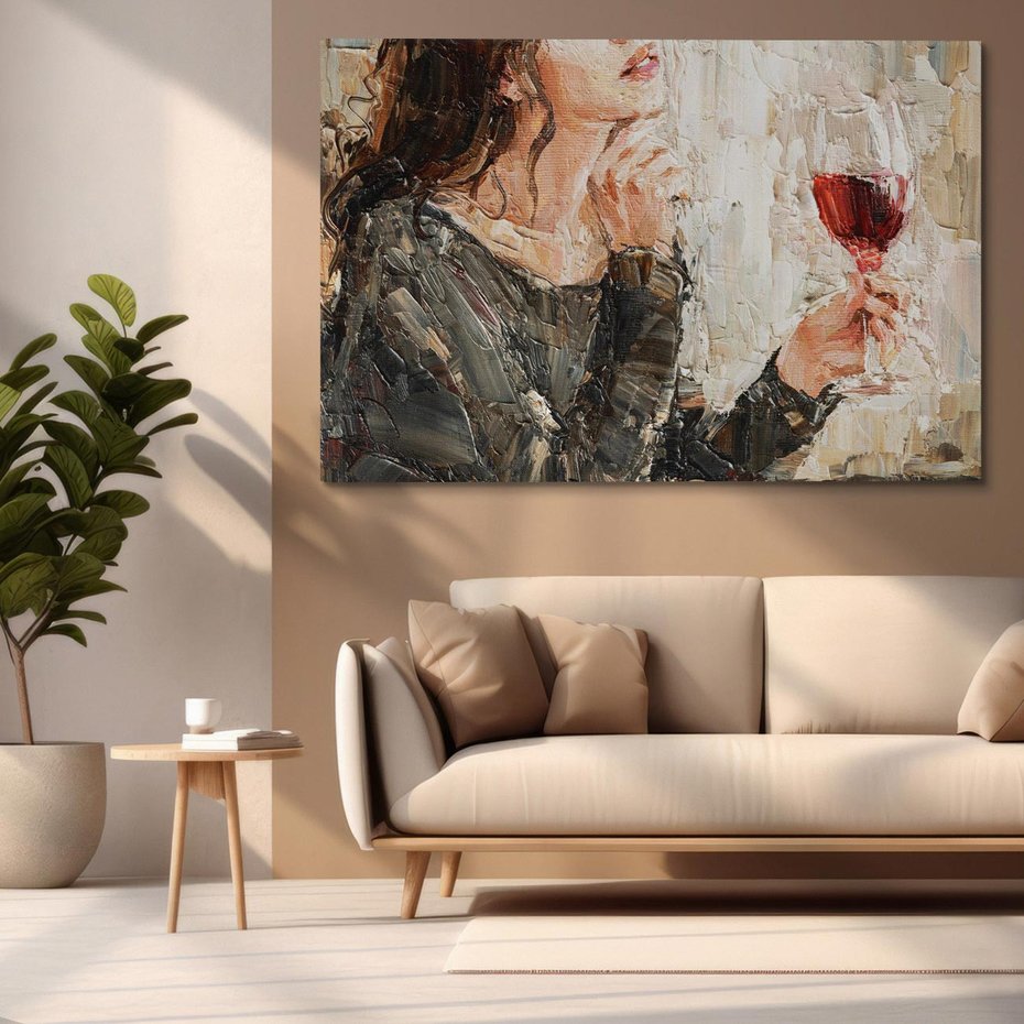 Obraz na płótnie 70x50 - Esencja - kobieta wino obraz impresonizm olej na płótnie