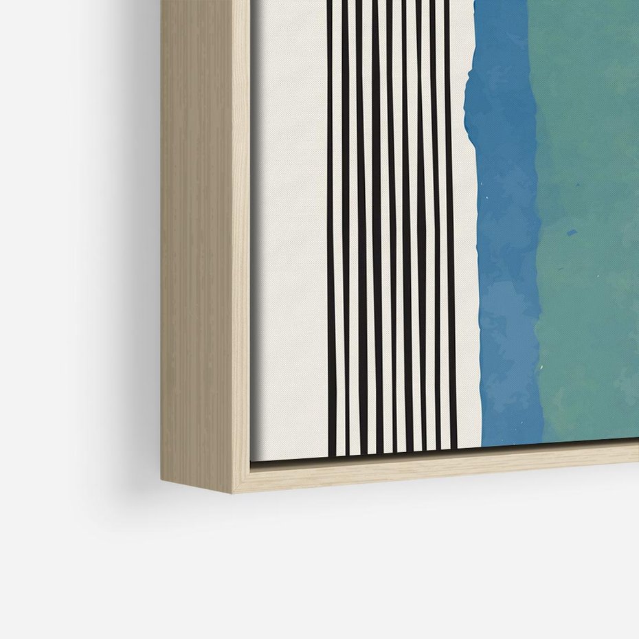 Obraz w ramie 50x50 - Kolorowe Spektrum - kolorowa geometria, prostokąty w intensywnych kształtach i czarne kreski - rama drewno