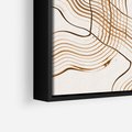 Obraz w ramie 70x50 - Ścieżki pędzla i myśli - minimalistyczna kompozycja, abstrakcyjne brązowe linie na białym tle - rama czarna