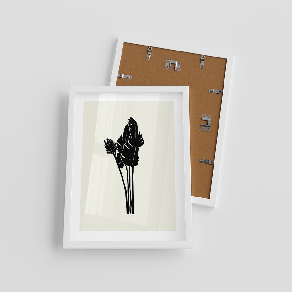 Plakat w ramie 30x40 - Elegancja Palm - nowoczesna sztuka, minimalistyczny styl - rama biała