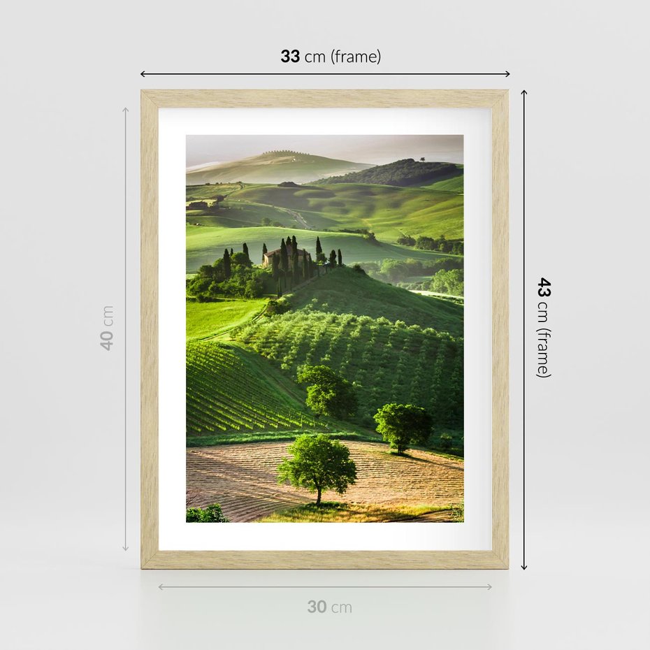 Plakat w ramie 30x40 - Prowansja: malownicze winnice w kraju Włoch - Prowansja, Włochy - rama drewno