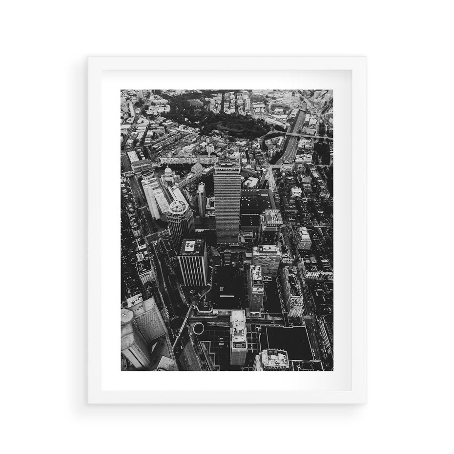 Plakat w ramie 40x50 - Kontrastujące miasto - miasto, biało - rama biała
