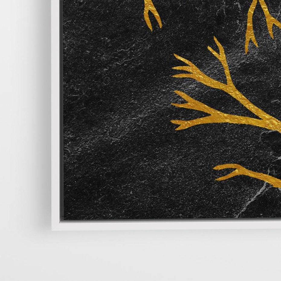 Obraz w ramie 70x50 - Marmurowe Drzewa Snu - złote gałęzie, drzewa - rama biała