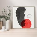 Obraz w ramie 80x80 - Wibracje Linii - abstrakcyjne nieregularne plamy, czarny - rama drewno