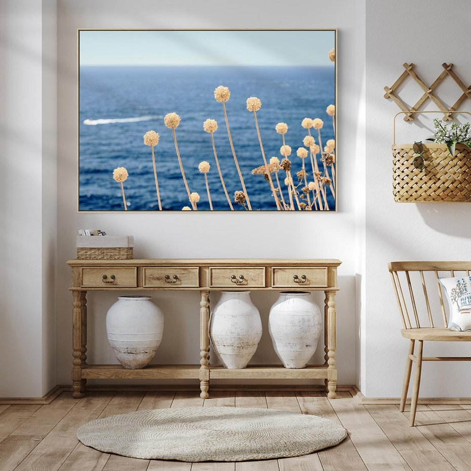 Obraz w ramie 120x80 - Kontrasty Natury - fotografia, pierwszy plan sucha roślinność - rama drewno