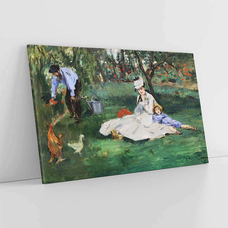 Obraz na płótnie 100x70 - Rodzina Monet w ogrodzie w Argenteuil (1874) Édouard Manet - Reprodukcja - reprodukcja, obraz na płótnie