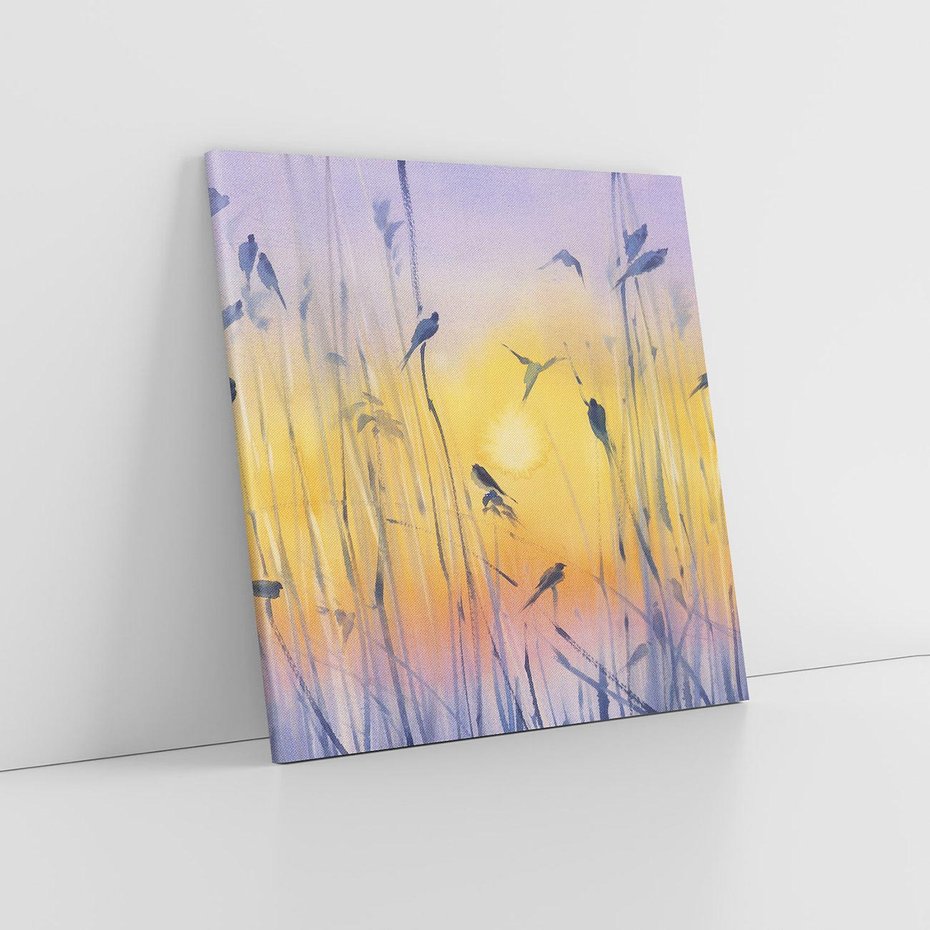 Obraz na płótnie 80x80 - Mistyka Poranka nad Szuwaram - wschód słońca w szuwarach, trawy