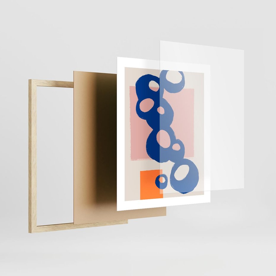 Plakat w ramie 40x50 - Migocące Plamiste Echa - abstrakcja, nowoczesny plakat - rama drewno