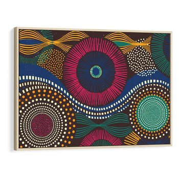 Obraz w ramie 100x70 - Energia Wzorców - enticzne wzory, kształty - rama drewno