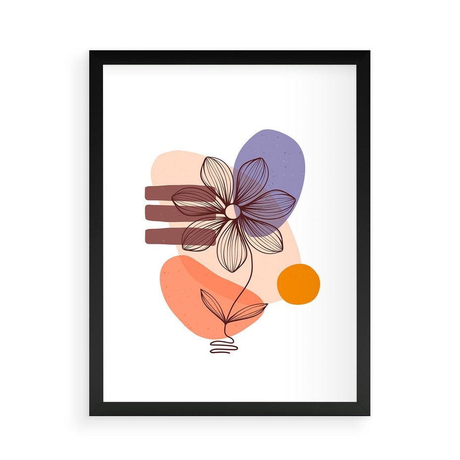 Plakat w ramie 50x70 - Migocące Odbicia Kwiatów - abstrakcyjna sztuka, plamy - rama czarna