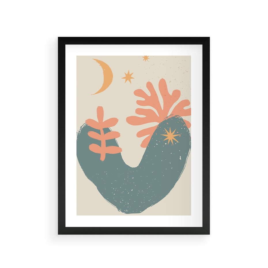 Plakat w ramie 30x40 - Energetyczne Kształty - boho formy, kształty - rama czarna