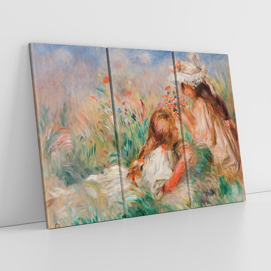 Obraz na płótnie 120x80 - Girls in the Grass Arranging a Bouquet, Pierre-Auguste Renoir - Reprodukcja - reprodukcja, obraz na płótnie