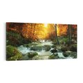 Obraz na płótnie 140x70 - Siła Natury: Strumień w Lesie - strumień, las