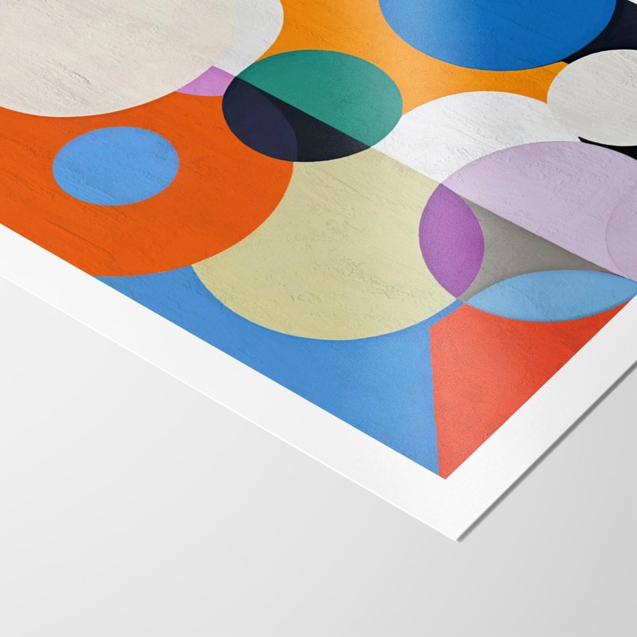 Plakat bez ramy 50x70 - Tajemnicze Odbicia Czasu - abstrakcyjne geometryczne kształty, olejny obraz