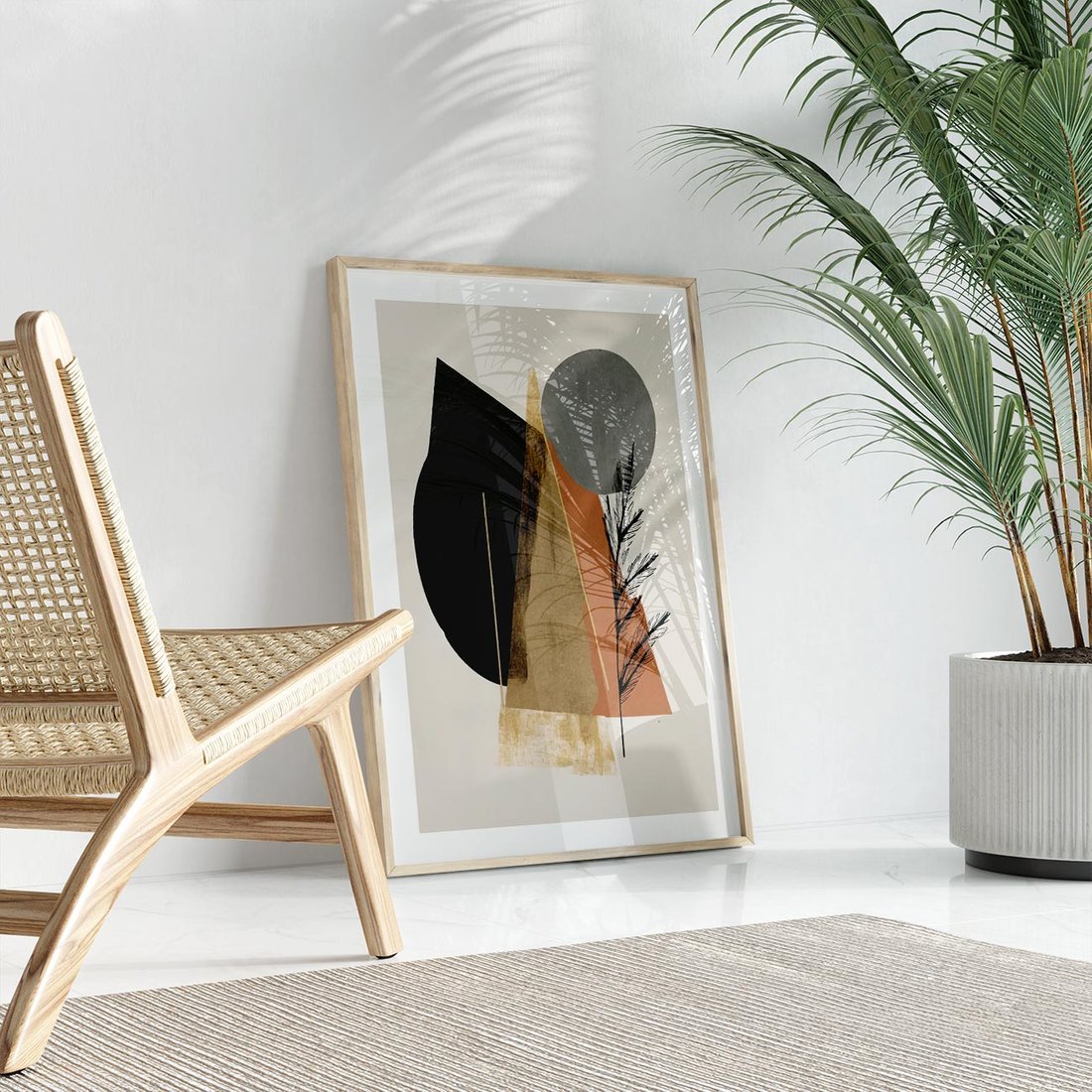 Plakat w ramie 30x40 - Wibracje Barw Ziemi - abstrakcyjny obraz, dziwne formy - rama drewno