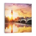 Obraz na płótnie 40x40 - Zachód słońca nad Big Benem i mostem - zachód, słońca