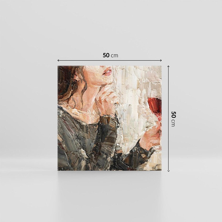 Obraz na płótnie 50x50 - Esencja - kobieta wino obraz impresonizm olej na płótnie