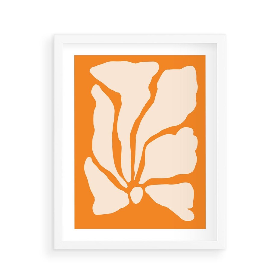 Plakat w ramie 40x50 - Wibracje Barw - abstrakcyjny boho plakat, pomarańczowe tło - rama biała