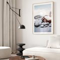 Plakat w ramie 40x50 - Zimowa Idylla w Górach - zima w górach, ośnieżone góry - rama drewno