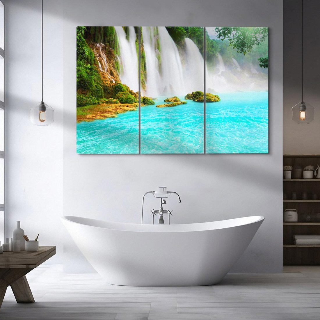 Obraz na płótnie 120x80 - Magia wodospadu - mistyczna dżungla - wodospad, dżungla