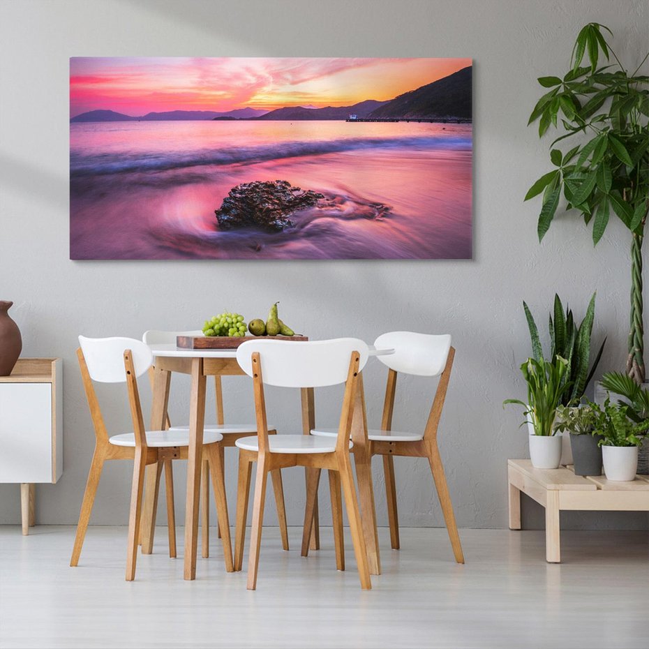 Obraz na płótnie 120x60 - Zaklęty Zachód - magiczny zachód słońca, fioletowe