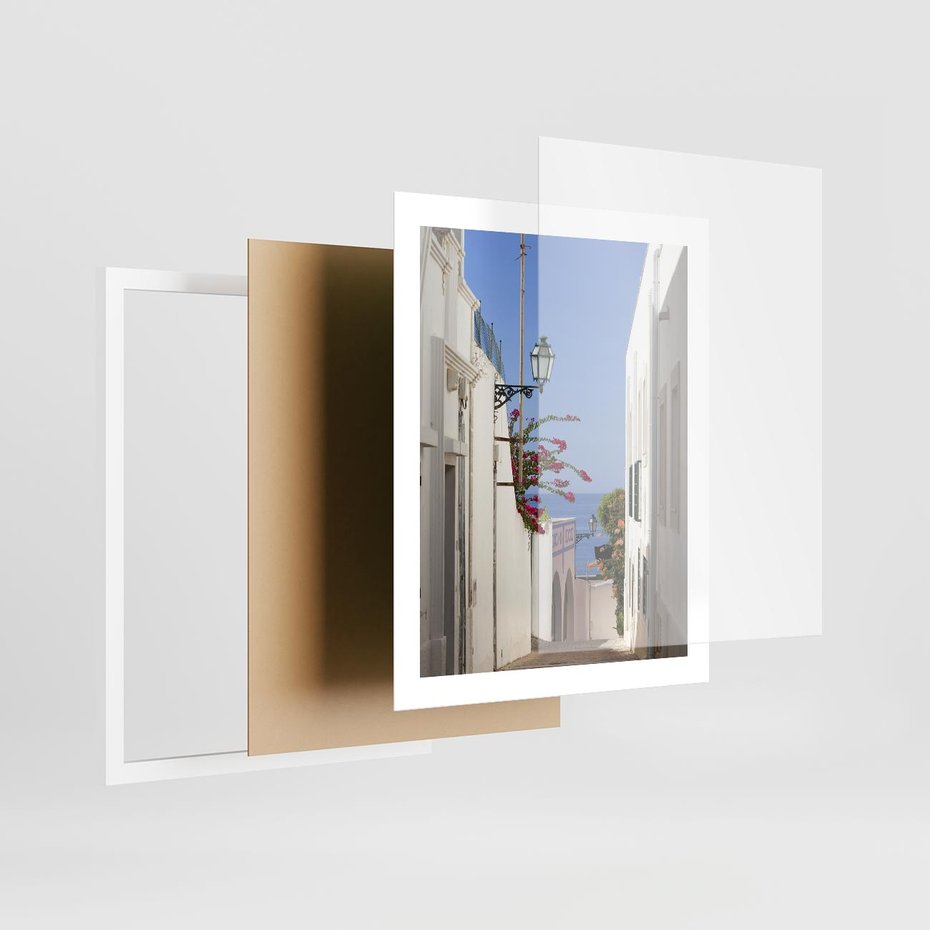 Plakat w ramie 40x50 - Podróże w Czasie: Perspektywiczna Uliczka - uliczka, perspektywa - rama biała