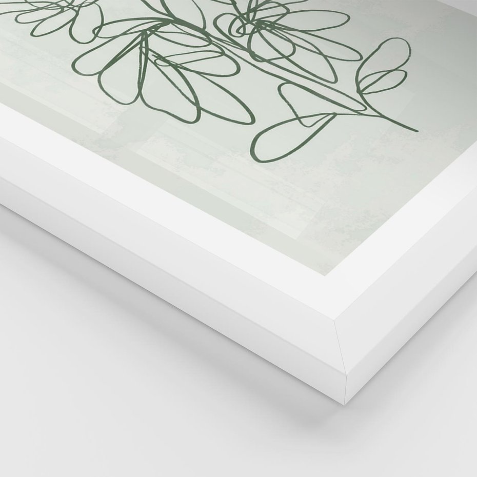 Plakat w ramie 50x70 - Spokojne Poddanie Naturze - zielony plakat, roślinne inspiracje - rama biała