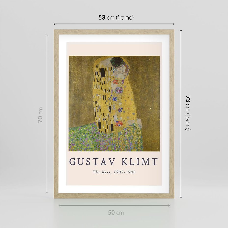 Plakat w ramie 50x70 - Sztuka Klimta - gustav klimt, pocałunek - rama drewno