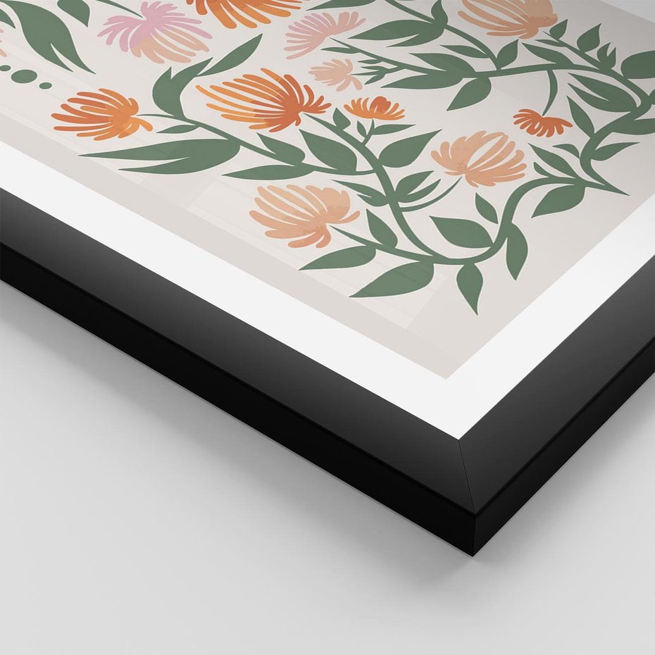 Plakat w ramie 40x50 - Kwiatowe Odbicia - kwiaty polne, plakat - rama czarna