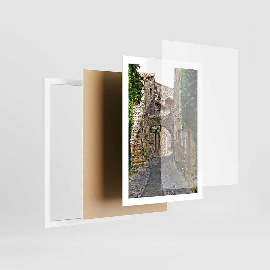 Plakat w ramie 50x70 - Urokliwa perspektywa uliczki - uliczka, perspektywa - rama biała