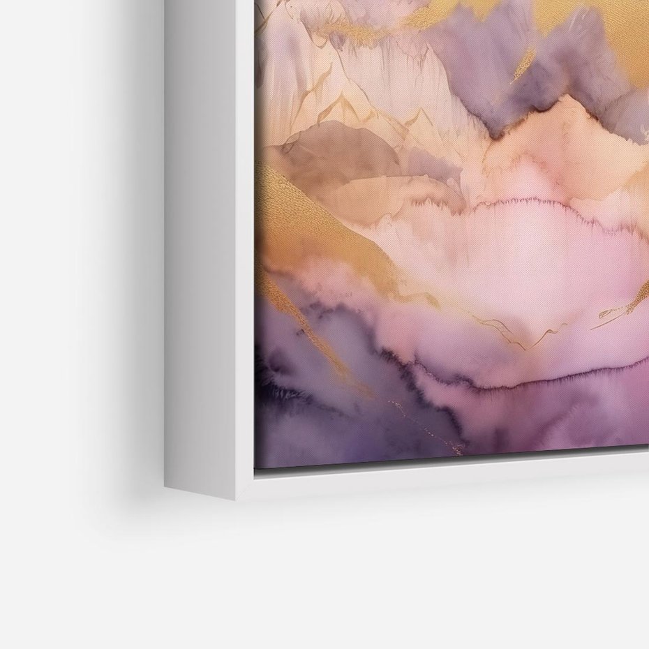 Obraz w ramie 80x80 - Pastelowe Wzgórza - pastelowe, różowe góry - rama biała