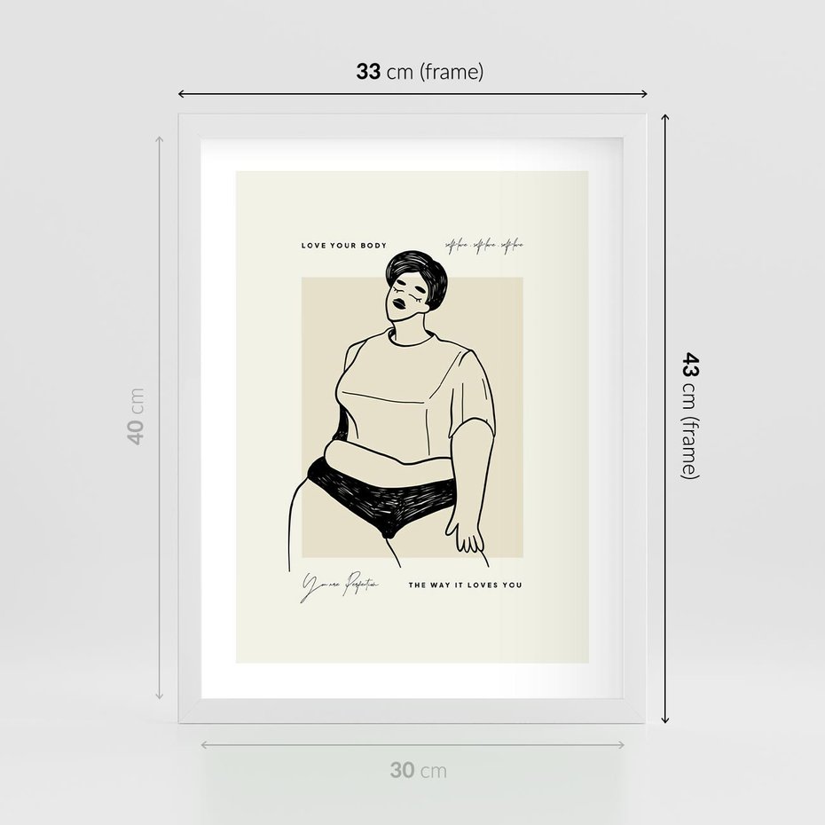 Plakat w ramie 30x40 - Elegancja Kobiecej Formy - nowoczesna sztuka kobieca, plakat - rama biała