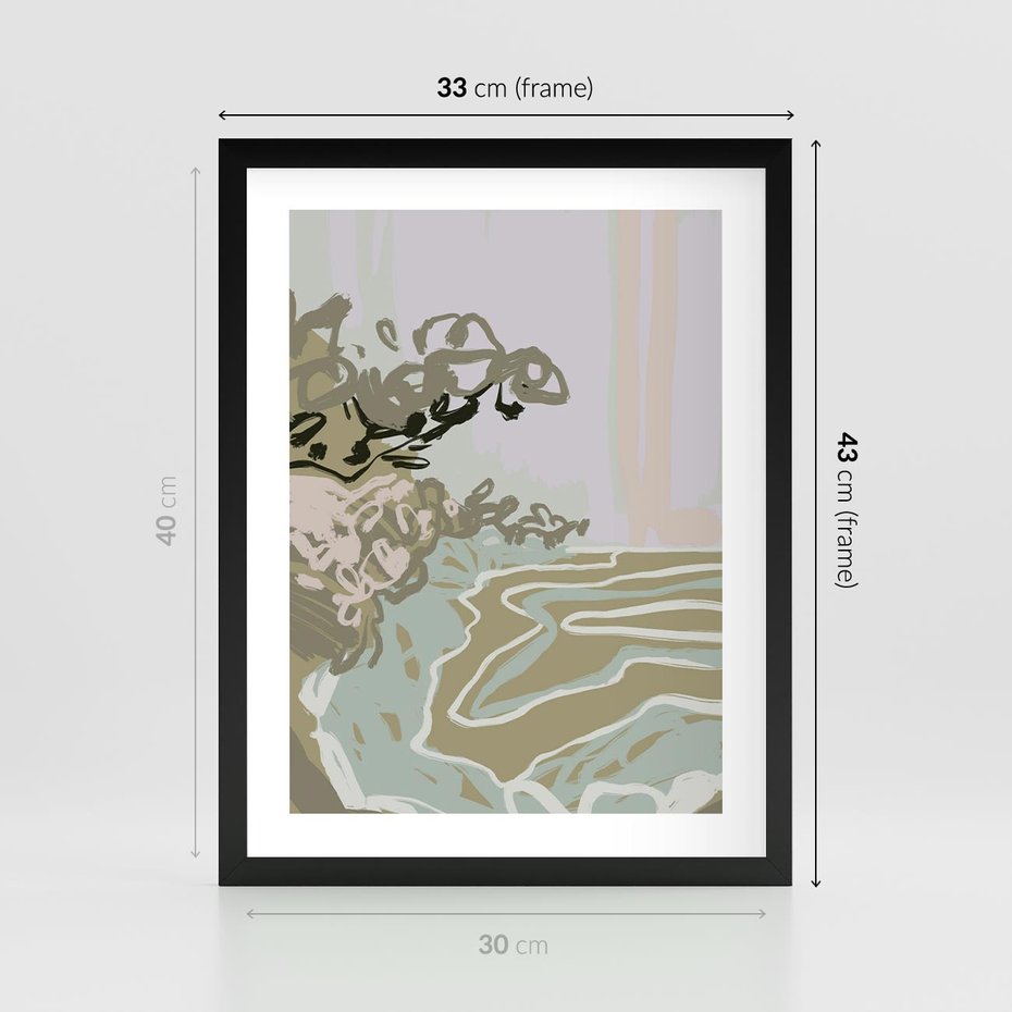 Plakat w ramie 30x40 - Wizja Przestrzeni - pastelowy krajobraz, nowoczesny plakat - rama czarna