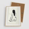 Plakat w ramie 50x70 - Minimalistyczna Piękność: Kobieta w Sztuce - grafika minimalizm, rysunek kobiety - rama drewno