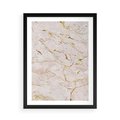 Plakat w ramie 50x70 - Beżowy Marmur i Złoto - marmur, beżowy marmur - rama czarna