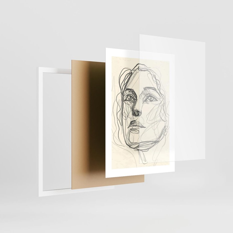 Plakat w ramie 30x40 - Konturem Uchwycone - plakat, minimalistyczny szkic - rama biała