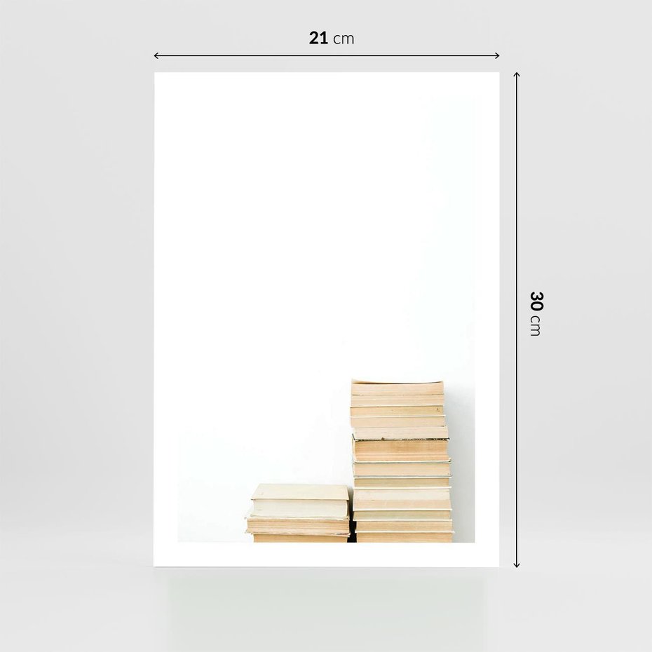 Plakat bez ramy 21x30 - Estetyka Literatury - stos książek, minimalistyczna kompozycja