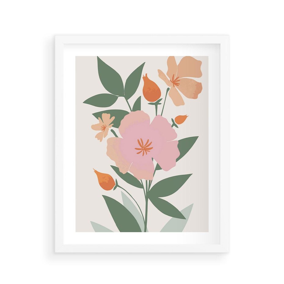 Plakat w ramie 40x50 - Kwiatowe Nastroje - kwiat, sztuka nowoczesna - rama biała