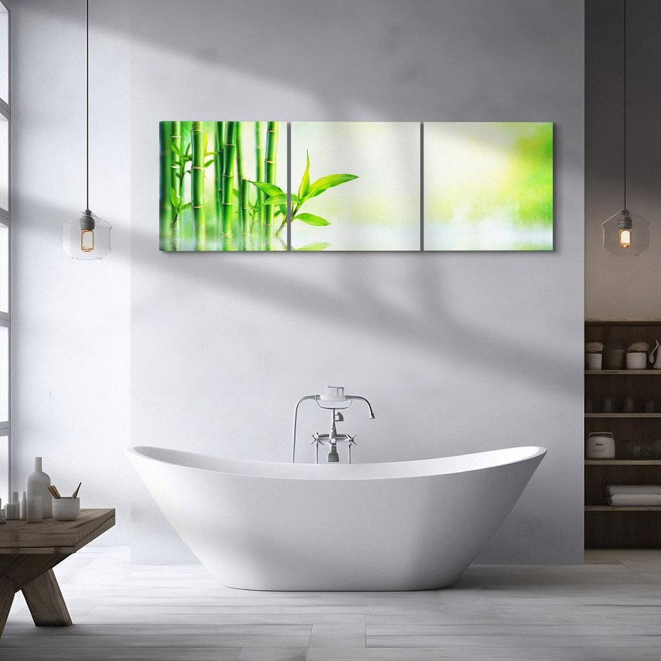 Obraz na płótnie 120x40 - Bambusowy relaks w SPA - bambus, SPA