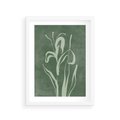 Plakat w ramie 30x40 - Zielony Oddech - zielona abstrakcja, zgaszona zieleń - rama biała