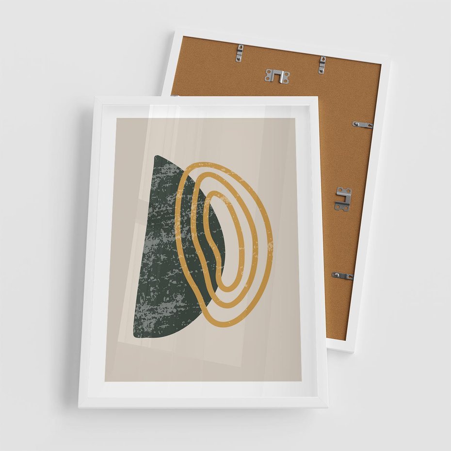 Plakat w ramie 50x70 - Nowoczesne Dialogi Materii - nowoczesny plakat, abstrakcyjne kształty - rama biała