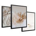 Zestaw obrazy w ramie 50x70 galeria - Kawa, pościel, boho, prostota - rama czarna