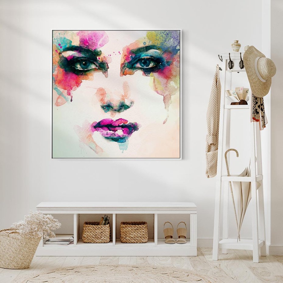 Obraz w ramie 80x80 - Kobieta Abstrakcja Twarz - kobieta, abstrakcja - rama biała